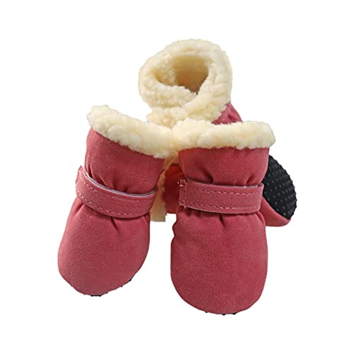 MZFGIJNBO Hundeschuhe Winter Süßigkeiten Farbe Serie mit samt dicke warme Baumwollschuhe Hundeschuhe Schuhe for Hunde(Pink,X-Large) von MZFGIJNBO