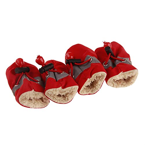MZFGIJNBO Weiche Sohlenschuhe Atmungsaktive Schuhe Haustierschuhe Hunderegenstiefel Bequeme atmungsaktive rutschfeste wasserdichte Hundeschuhe(Red,Large) von MZFGIJNBO