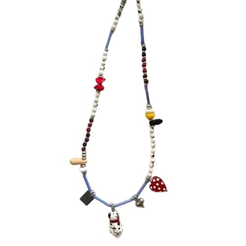 MZRAN Perlen-Halskette, stilvolle modische Halskette mit Perlen, verstellbare Choker-Halskette mit stilvollen Hunde- und Katzenmotiven für liebenswerte Enthusiasten von MZRAN