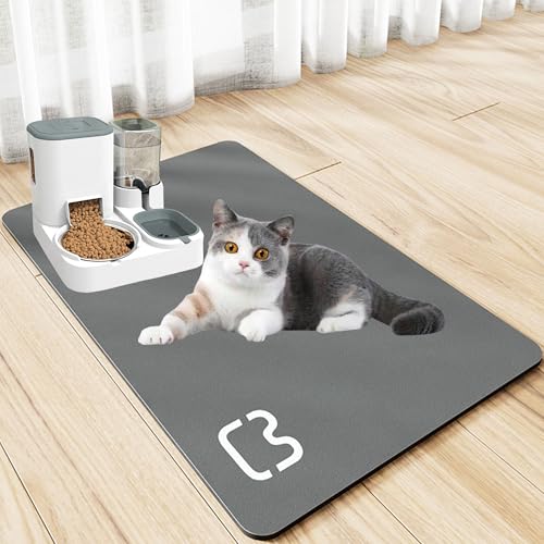 MZSX 60 x 40 CM Napfunterlage Hunde und Katze, wasserdicht rutschfest Unterlage, schnell trocknend, keine Flecken, leicht zu reinigen Hundenapf Futternapf Matte, Haustierzubehör für schlampige Trinker von MZSX