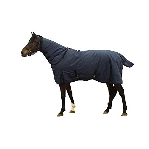 MaJu Pferdesportzubehör Winter Plus Baumwolle 900D Combo Neck Stable Rug Horse Wasserdichter Trainingsteppich, Marineblau(Size:125cm) von MaJu