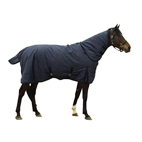 MaJu Pferdesportzubehör Winter Plus Baumwolle 900D Combo Neck Stable Rug Horse Wasserdichter Trainingsteppich, Marineblau(Size:135cm) von MaJu