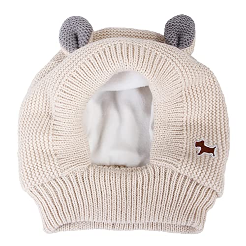 Haustier-Hundemütze Ohren schützen 3050 vor Dog Large Head Dogs Winter Dog 's Strickte kg mit hübschem Hut Cold ist es normal geeignet Weiche Verdickung Warme (Beige, One Size) von MaNMaNing