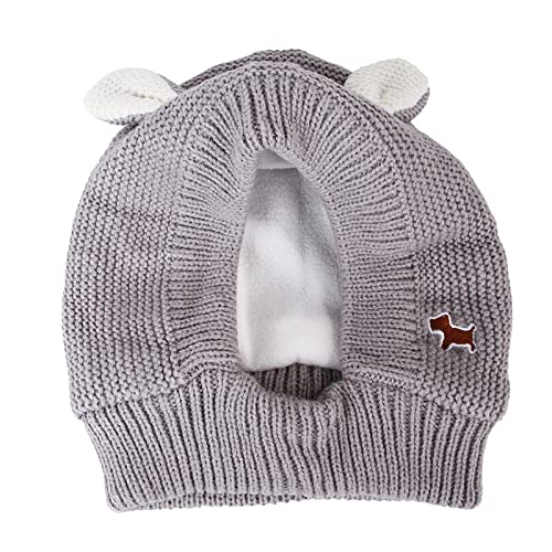 Haustier-Hundemütze Ohren schützen 3050 vor Dog Large Head Dogs Winter Dog 's Strickte kg mit hübschem Hut Cold ist es normal geeignet Weiche Verdickung Warme (Grey, One Size) von MaNMaNing