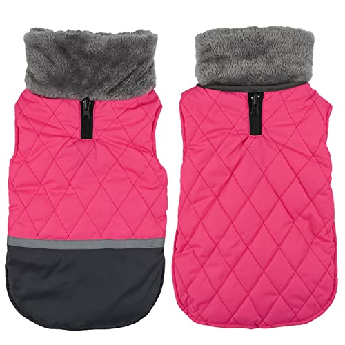 Hunde Kleidung für Haustiere Weiche Herbst Winter wasserdichter Haustiermantel Winterwarmer Hundemantel für kleine mittelgroße Hunde doppelseitig tragbar (Pink, XL) von MaNMaNing