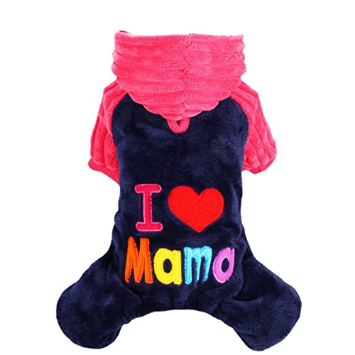 Hundepullover für Winterhunde Haustier Hund Vierbeinige Herbst Winter Dicke Kleidung Ich Liebe Mama Papa Haustierkleidung Winddicht Hundemantel (Red, S) von MaNMaNing