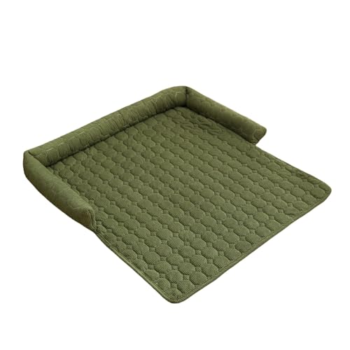 MaNMaNing Flauschige Sofabezüge für Haustiere, beruhigendes Hundebett, Hundematte als Möbelschutz mit Nackenrolle für große, mittelgroße und kleine Hunde und Katzen (Green, 75x75cm) von MaNMaNing