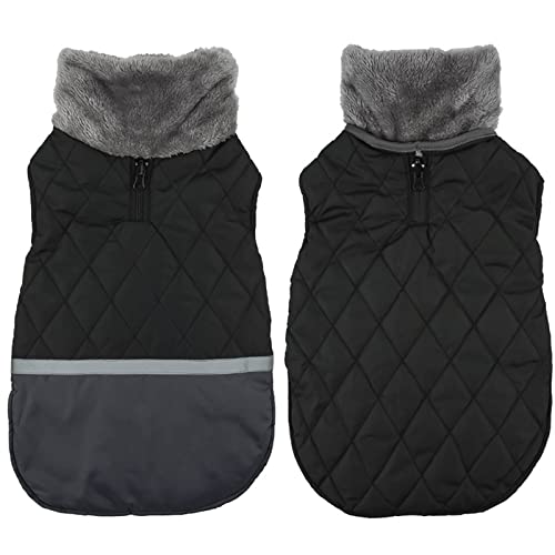 MaNMaNing Hunde Kleidung für Haustiere Weiche Herbst Winter wasserdichter Haustiermantel Winterwarmer Hundemantel für kleine mittelgroße Hunde doppelseitig tragbar (Black, XXL) von MaNMaNing