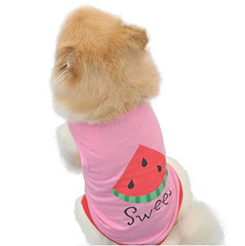 MaNMaNing Hundepullover für Winterhunde Klassischer Netter Welpe Kleiner Hund Haustier Katze rosa Kleidung Weste Sommer Bedruckte Wassermelone Haustierkleidung (Pink, L) von MaNMaNing