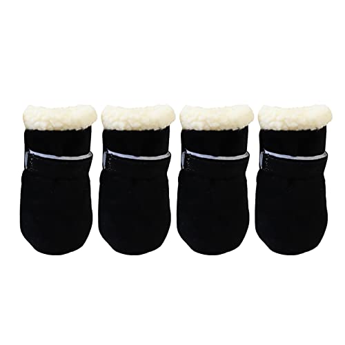 MaNMaNing warme Welpenkleidung kleine Hundeweste Bekleidung Schuhe aus samtigen warmen Stil Winddicht Snow Soft-Soles Paar warme Stiefel Plus Tierkleidung (Black, One Size) von MaNMaNing