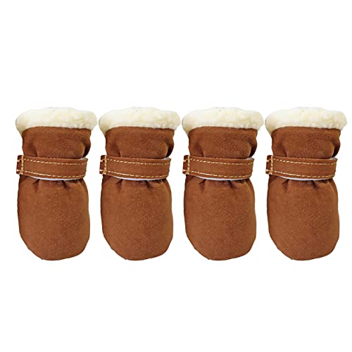 MaNMaNing warme Welpenkleidung kleine Hundeweste Bekleidung Schuhe aus samtigen warmen Stil Winddicht Snow Soft-Soles Paar warme Stiefel Plus Tierkleidung (Brown, One Size) von MaNMaNing