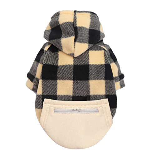 Winter Haustierjacke Karierte Reißverschlusstasche Weiwang Größe Hundekleidung Katze Haustierkleidung Herbst und Winter Lieferungen Brustgurt Hund Pullover (Beige, 2XL) von MaNMaNing