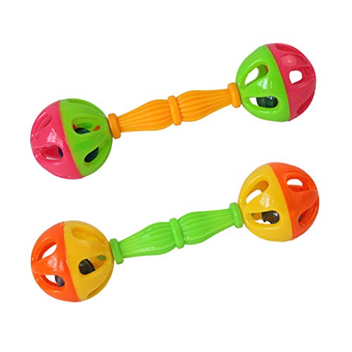 Mabta Papageienspielzeug, interaktiver bunter Ball mit Glocken, Kunststoff-Spielzeug für Vögel, Papageien, Wellensittiche, Nymphensittiche, Vogelfutterstation für draußen, 1,5 m, 2 Stück von Mabta