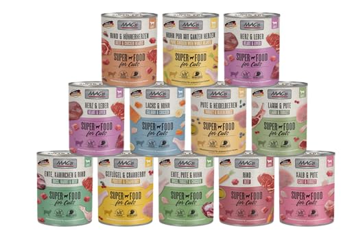 MAC's Katzenfutter | 6X, 12x oder 24x 800g Mix | getreidefreies Nassfutter | garantierter 6 Sorten Mix (800g, 12er Mix) von Mac's