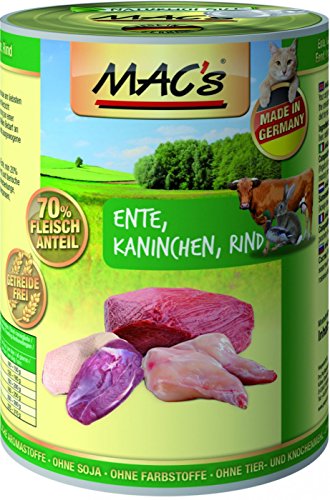 MAC's Cat Ente, Kaninchen & Rind (getreidefrei) 6 x 400 g von MAC's