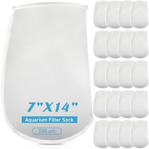 Macarrie 20 Stück Aquarium-Filtersocken Großpackung 17,8 cm Ring Filzfiltersocken 200 Mikrometer Aquarium Filzfilterbeutel Filzfiltersocken für Sumpf Aquarium Salzwasser Aquarien 17,8 x 35,6 cm von Macarrie