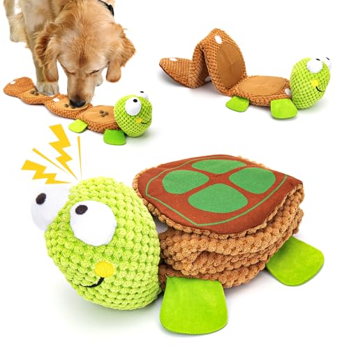 Macco Hunde-Puzzle-Spielzeug für Langeweile, Schildkröten-Quietsch-Hundespielzeug, Schnüffel-Meisterspielzeug für Hunde, Futtersuche, Instinkt-Training, geeignet für kleine, mittelgroße und große von Macco