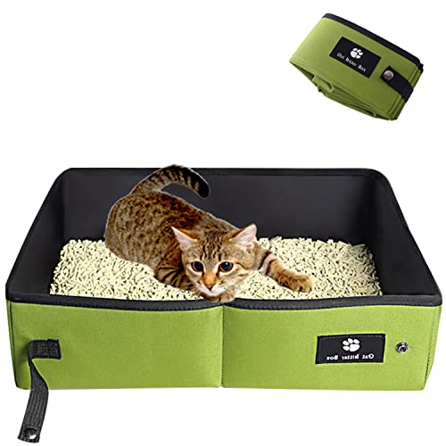 Macelitu Katzenklo Reise Faltbare Katzentoilette Tragbare Katzentoilette für Kitten - 45 * 35cm Sanft, Dauerhaft und wasserdichte für Indoor Heimat Outdoor Camping, Grün, Groß von Macelitu