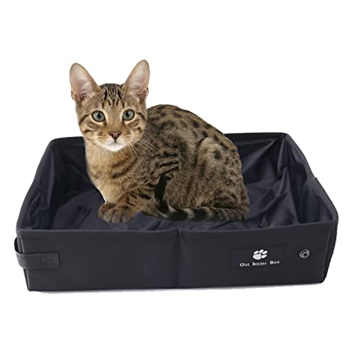 Katzentoilette Reise Faltbar Katzenklo Reise Faltbare Tragbare Katzenklo für Klein - 45 * 35cm Sanft, Dauerhaft und wasserdichte für Indoor Heimat Outdoor Reise Camping, Schwarz, Groß von Macelitu