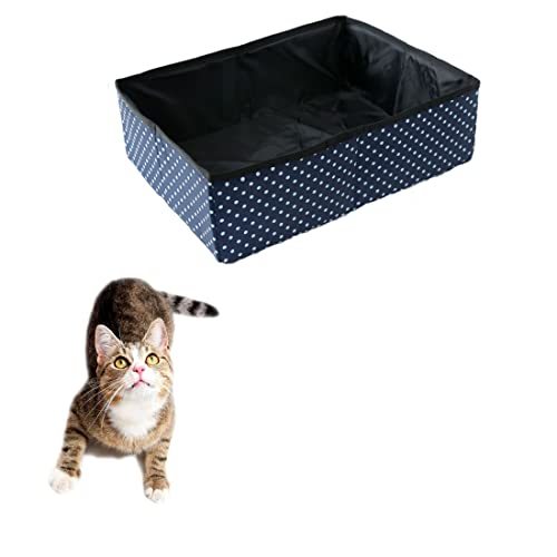 Faltbare Katzentoilette Tragbare Katzenklo für Katzen, Wasserdicht, Dauerhaft, Einfach zu Säubern, Geeignet für Reisen, Draussen, Zuhause, Blau, 40 * 30 cm von Macelitu