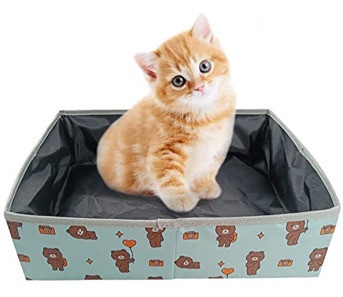 Reise Katzenklo Faltbar Katzentoilette Tragbare Katzenklo XL für Katzen, Wasserdicht, Langlebig, Leicht zu Reinigen für Reisen, Auto, Drinnen, Draußen, Camping im Freien, 47*36*13cm (Kleine Bären) von Macelitu