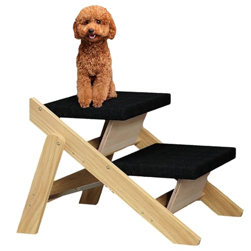 Klappbare Haustierrampe, rutschfeste 2-in-1-Hundetreppe für Hochbett, aus Holz, robuste Hunderampe, starke Katzentreppe für Katzen/Hunde, einfacher Schritt, verletzte Hunde Maciun von Maciun