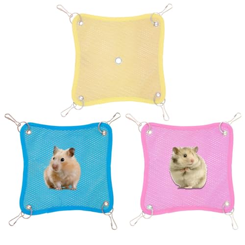 Hamster-Hängematte für Käfig – 3 x kühlende Hängematte aus Netzgewebe für Eichhörnchen, leichte, schnell trocknende Kleintier-Schlafliege für Chinchillas, Eichhörnchen Hamster-Hängematte für Käfig – 3 x kühlende Hängematte aus Netzgewebe für Eichhörnchen, leichte, schnell trocknende Kleintier-Schlafliege für Chinchillas, Eichhörnchen von Maciun