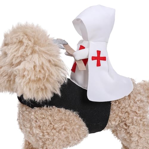 Maciun Hunde-Halloween-Kleidung, Kreuzritter-Stil, lustiges Hundekostüm, Haustierkostüm, Hundebekleidung, Halloween-Cosplay-Outfit für kleine, mittelgroße und große Hunde von Maciun