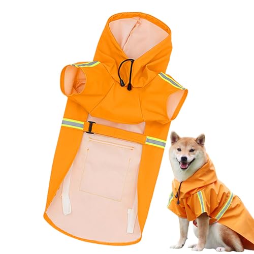 Maciun Hunde-Regenmantel, leicht zu tragen, verstellbare Kapuzenjacke, atmungsaktiver reflektierender Streifenponcho für bessere Sichtbarkeit, Welpen bei nassem Wetter von Maciun