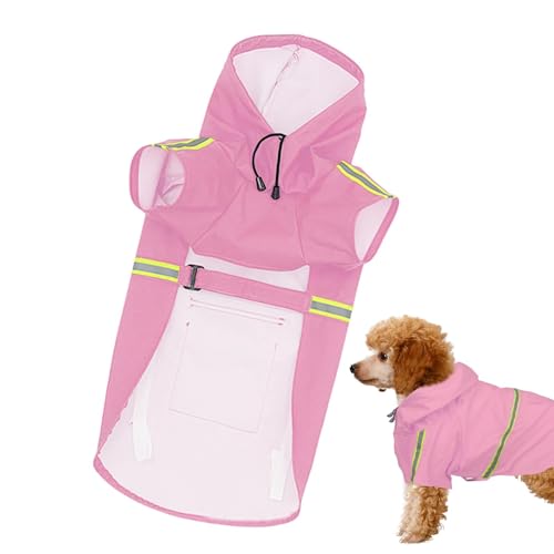 Maciun Hunde-Regenmantel, leicht zu transportieren, wasserdicht und winddicht, verstellbar, mit Kapuze, atmungsaktiv, reflektierend, Hundekleidung für Spaziergänge im Freien von Maciun