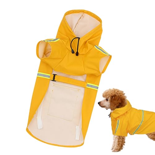 Maciun Hunde-Regenmantel, leicht zu transportieren, wasserdichte und reflektierende Streifen, Kapuzenponcho, atmungsaktiv, verstellbar, Haustier-Regenmantel für draußen, nasses Wetter von Maciun