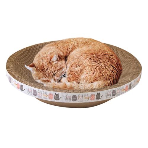 Rund Karton Katzenbett und Katzenkratzbrett Katzenkratzer Karton, Oval Gewellt Katzenkratzer Karton Schale, Langlebige Kratzunterlage Lounge Katzenkratzbrett von Maciun