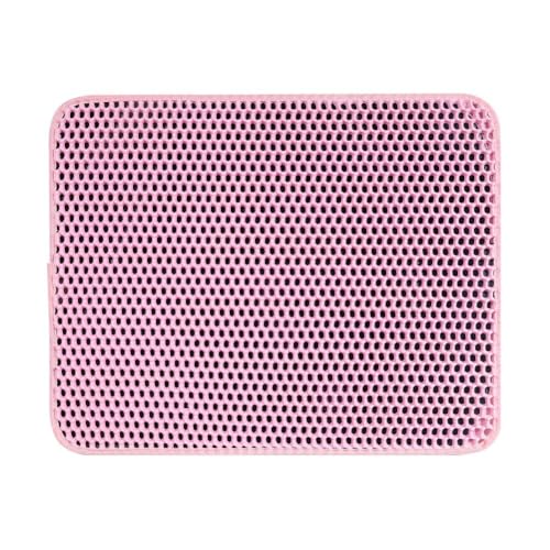 Mafagwre Katzenstreumatte 40 X 50 cm / 45 X 60 cm, Doppellagige, wasserdichte Streuauffangmatte Mit Wabendesign, Leicht Zu Waschende Katzentoilettenmatte (40 * 50cm,Rosa) von Mafagwre