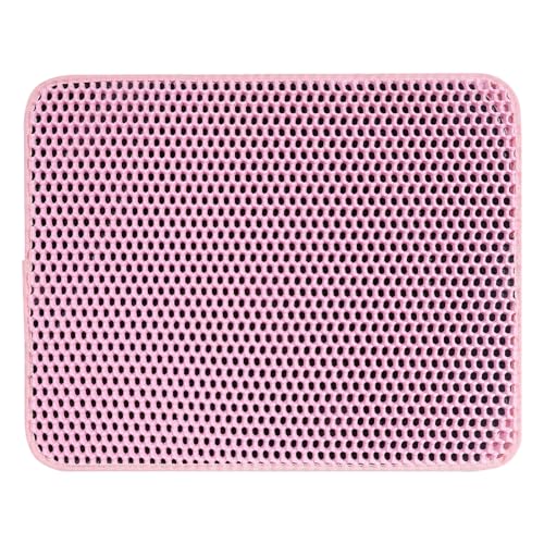 Mafagwre Katzenstreumatte 40 X 50 cm / 45 X 60 cm, Doppellagige, wasserdichte Streuauffangmatte Mit Wabendesign, Leicht Zu Waschende Katzentoilettenmatte (45 * 60cm,Rosa) von Mafagwre