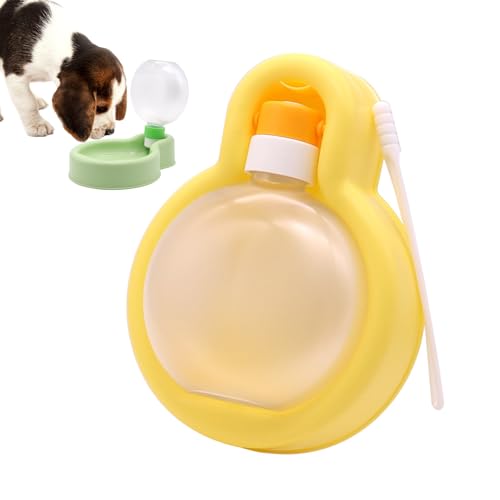 Mafagwre Tragbare, Faltbare Wasserflasche Für Haustiere, Auslaufsichere Trinkflasche Für Hunde Mit Napf, Für Spaziergänge Mit Dem Haustier, Reisen Und Wandern (500 Ml) (Gelb) von Mafagwre