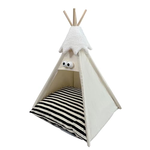 MagiDeal Haustier-Tipi-Haus mit dickem Kissen, halbgeschlossenes Tipi-Bett, Welpenbett für, drinnen und draußen, für Kätzchen, kleine Tiere, Kätzchen, Aprikose von MagiDeal