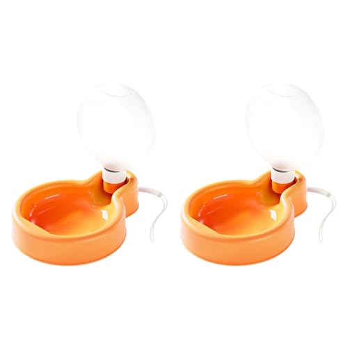 MagiDeal 2X Haustier-Wasserflasche, tragbarer Wasserbecher, 350 ml, Wasserkocher, tragbarer Trinkspender, Hunde-Getränkespender für Welpen, Katzen, Kätzchen, Orange von MagiDeal