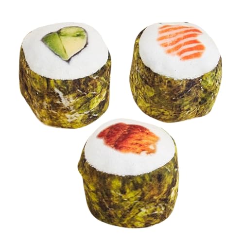 MagiDeal 3 Stück Sushi-Katzenspielzeug, Plüschspielzeug, enthält Katzenminze, kreatives Kätzchenspielzeug, Kätzchenzähne sauber, Kauspielzeug, von MagiDeal