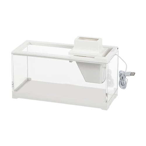 MagiDeal Aquarium-Aquarium für eine Vielzahl tropischer Fische, transparente Pump-Fischschale, weiß, für Zuhause, Büro, Desktop, kleine Fische, mit Pumpe und Licht von MagiDeal