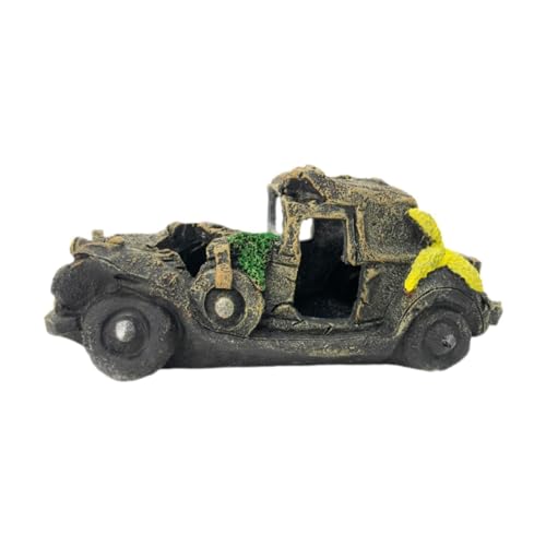 MagiDeal Auto-Wrack-Aquarium-Dekoration, Aquarium-Ornament, einzigartiges Aquarium-Versteck, Höhle, Zuhause, Betta-Höhle, Garnelen-Lebensraum zum Laichen von, Auto von MagiDeal