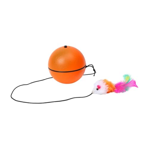 MagiDeal Automatisch rollendes interaktives Ballspielzeug, Maus-Katzenspielzeug, leichtes interaktives Haustier-Katzenspielzeug für Zuhause, Geschenk, Orange von MagiDeal