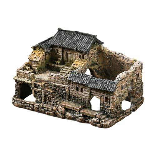 MagiDeal Betta Fisch Tank Versteck Haus Harz Statue Dekorative Hütte Harz Spielzeug Unterschlupf Aquarium Dekoration Versteck Höhle für Reptilien Garten, a von MagiDeal