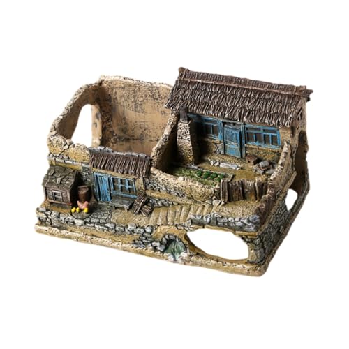 MagiDeal Betta Fisch Tank Versteck Haus Harz Statue Dekorative Hütte Harz Spielzeug Unterschlupf Aquarium Dekoration Versteck Höhle für Reptilien Garten, b von MagiDeal