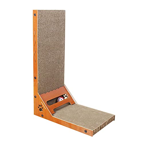 MagiDeal Cat Scratcher Cardboard Vertical Cat Scratcher Pad zum Schutz von Möbeln Katzenkratzbrett mit Ballspielzeug für IndoorKatzenKätzchenRuhe, rechter Winkel von MagiDeal