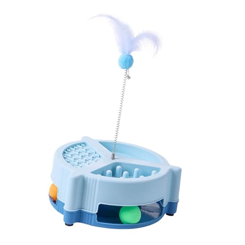 MagiDeal Cat Toy Ball Track Kätzchen für Kätzchen Vergnügungstrainer Spiele Cat Track Toy Plays Turntable Ball für Übungsjagd Spielen, Blau von MagiDeal