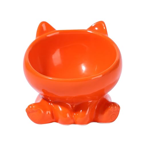 MagiDeal Erhöhter Katzenfutternapf aus, Katzentrinknapf, minimalistischer, Rutschfester Futter- und Wassernapf für Katzen und kleine Hunde, Orange von MagiDeal