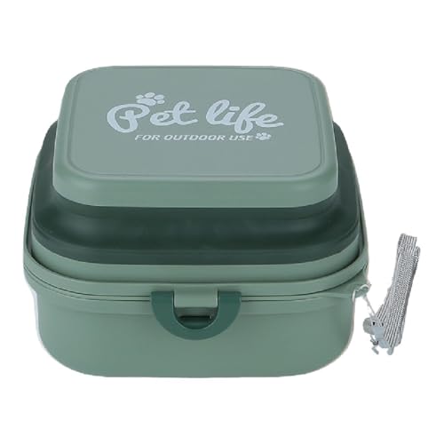 MagiDeal Faltbare Hund Doppelschale, Wassergussfutter, erweiterbare, tragbare Haustier -Feeder, Travel Dogs Water Bowl für das Camping, L Green von MagiDeal