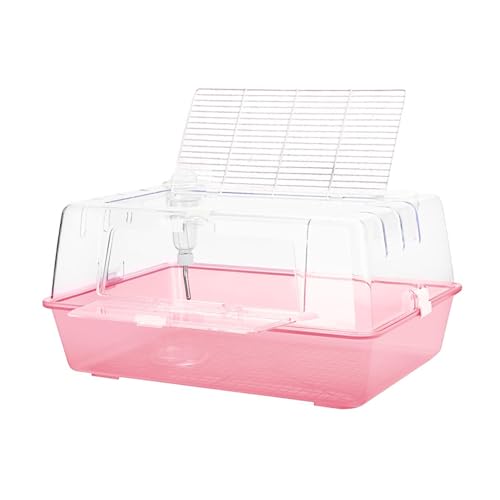 MagiDeal Großer Hamsterkäfig, Kleintierkäfig, süßer Lebensraum für kleine Haustiere, Mäuse, Rennmäuse, Ratten mit transparenten Seiten, Meerschweinchenhaus, ROSA von MagiDeal