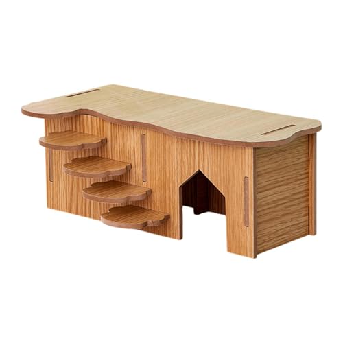 MagiDeal Hamster House Hamster Versteckplattform Kabine Hideaway Habitat Dekor mit Kletterleiter für Maus Lemmings Ratten Kleine Tiere, Polygonales Loch von MagiDeal