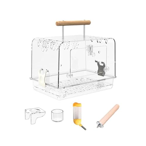 MagiDeal Hamsterkäfig, Vogel-Reisekäfig, tragbar, durchsichtiges Zubehör, Acryl-Vogelkäfig, Villa, Leichter Vogelträger für Pfingstrosenpapageien, Das ganze Set von MagiDeal